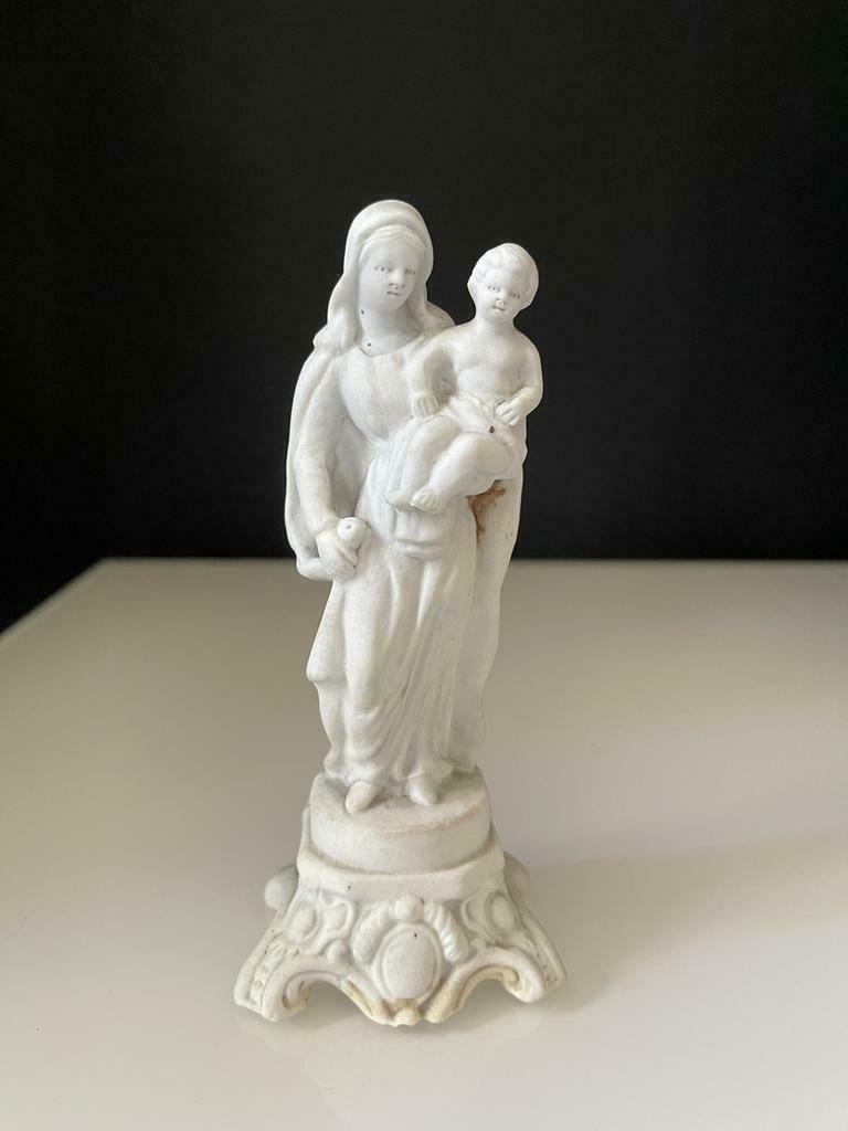 Statuette antique biscuit Vierge et enfant Jésus, Antiquités & Art, Antiquités | Objets religieux, Enlèvement ou Envoi