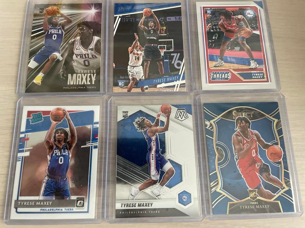 6 cartes Rookie Tyrese Maxey, Hobby & Loisirs créatifs, Autocollants & Images, Neuf, Plusieurs images, Enlèvement ou Envoi