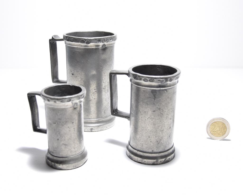 Set Antieke Tinnen Maten (Luik, 19e Eeuw) – BCF, Ophalen