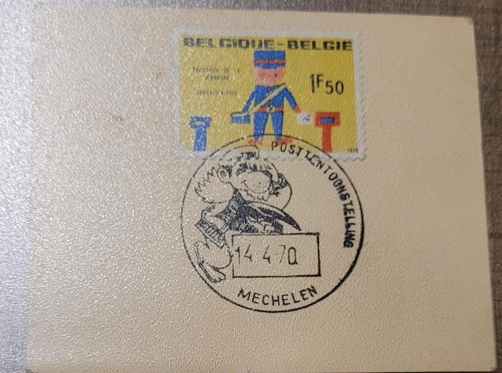Oude, Belgische postzegel: stempel Posttentoonstelling 1970, Postzegels en Munten, Met stempel, Frankeerzegel, Ophalen of Verzenden
