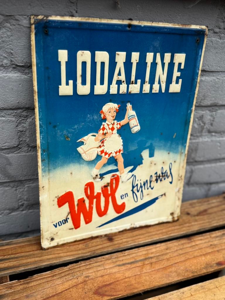 LODALINE oud reclamebord, Ophalen of Verzenden, Gebruikt, Reclamebord