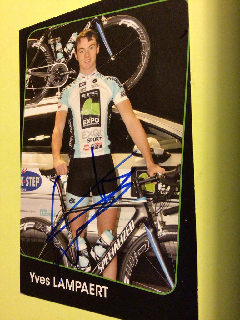 wielerkaart 2015 team quick step  yves lampaert  signe, Verzenden, Zo goed als nieuw