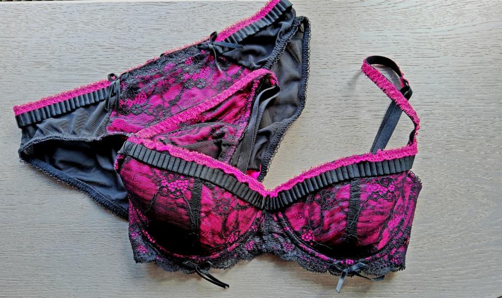 Lingerie setje beha met kant en slip transparant zwart / ..., ANDERE, Verzenden, Zwart, Setje