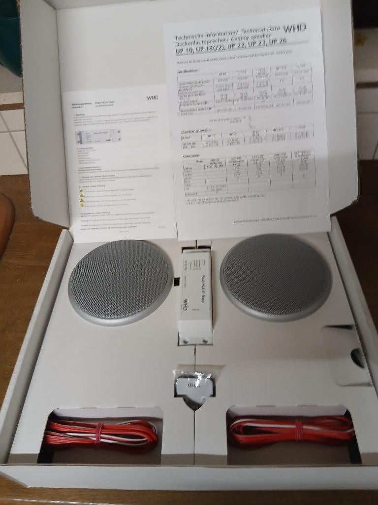 WHD plafond inbouwradio met 2 plafondspeakers - aluminium, Ophalen of Verzenden, Zo goed als nieuw, Speakers, Overige merken