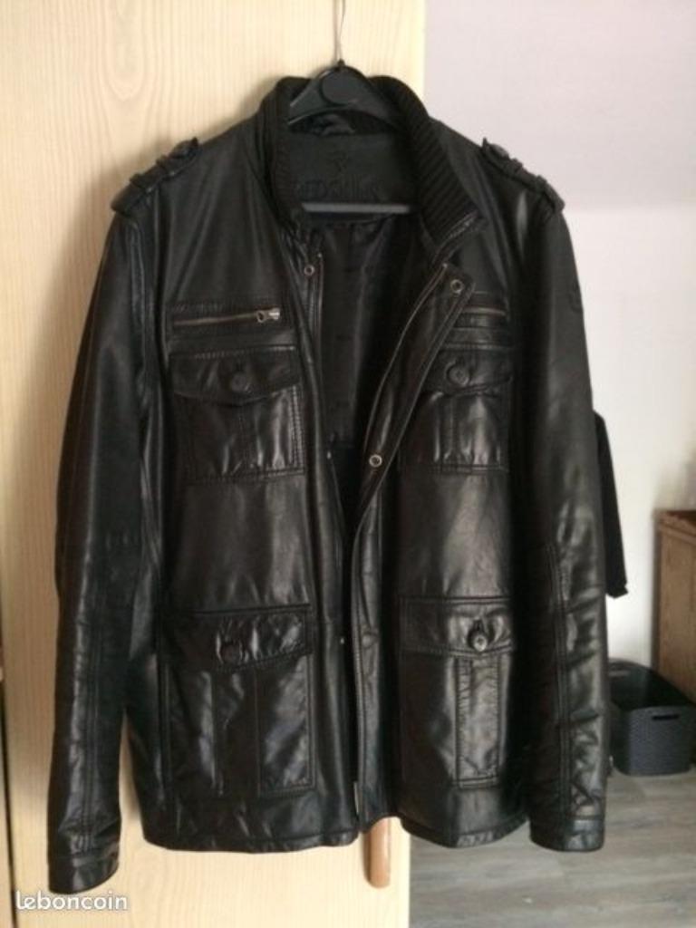 Veste en cuir Redskins XL, Enlèvement ou Envoi, Porté, Taille 56/58 (XL), Noir