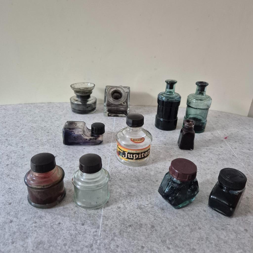 Vintage inktpotten in glas, oa Jupiter, Ophalen of Verzenden