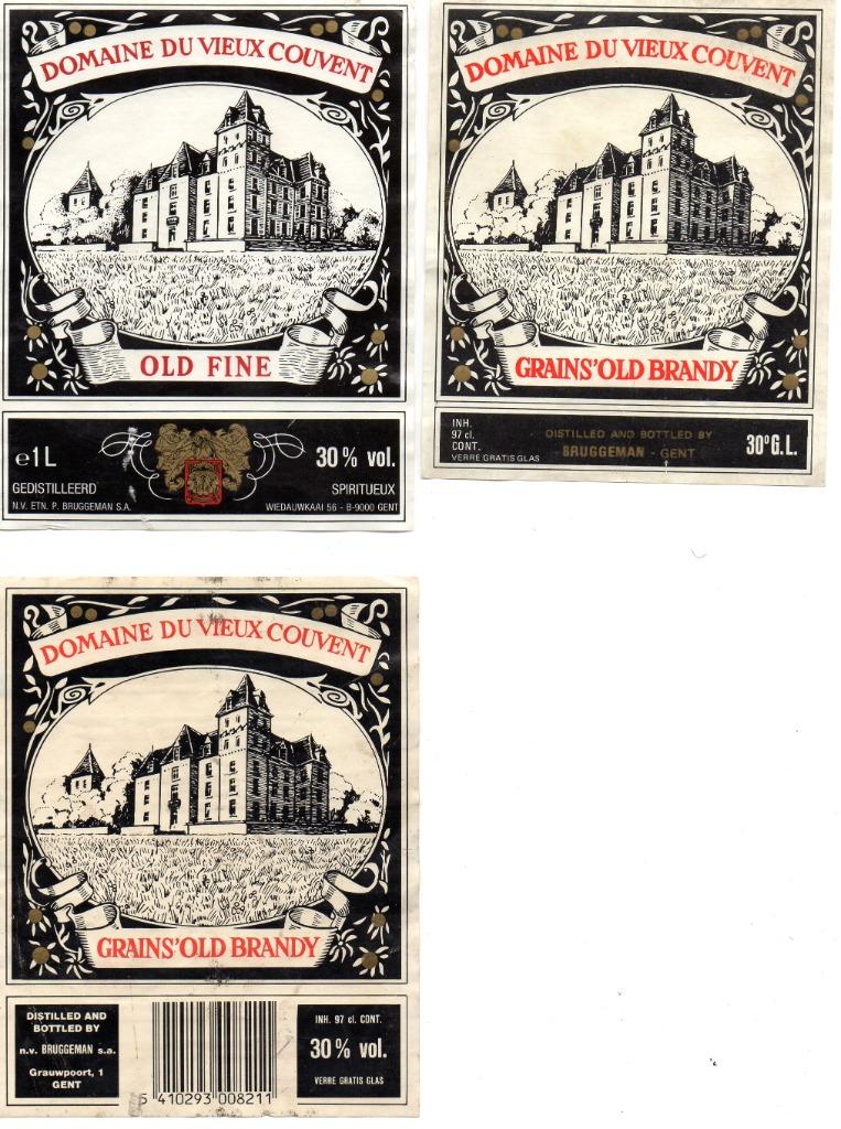 3x etiket cognac Domaine du Vieux Couvent Bruggeman, Verzamelen, Ophalen of Verzenden, Gebruikt