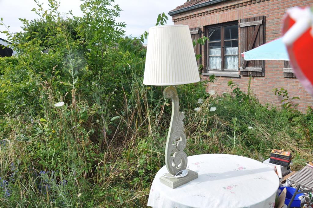 très grande lampe avec pied en bois abat jour plissé, Ophalen, Nieuw, Groen, Overige vormen