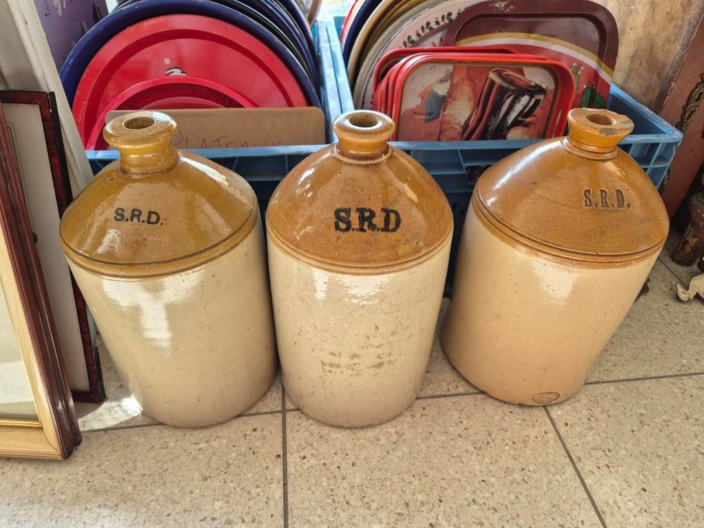 3 cruches à alcool SRD en grès de l'armée anglaise  WW2, Ophalen