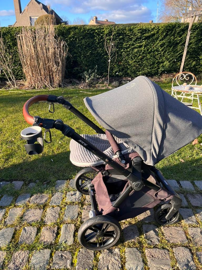 Jané Muum kinderwagen met Koeka voetenzak, Gebruikt, Verstelbare duwstang, Ophalen, Kinderwagen