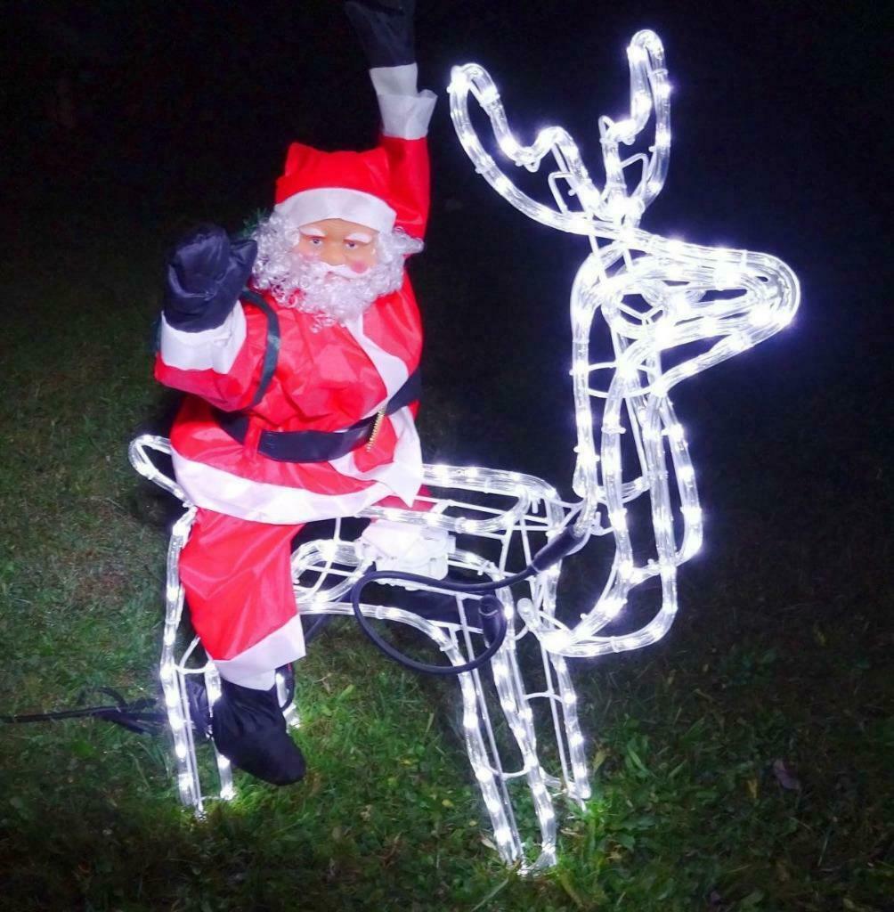 Kerstman Op Rendier Met 216 leds Waarvan 32 Flash-LED, Ophalen of Verzenden, Nieuw