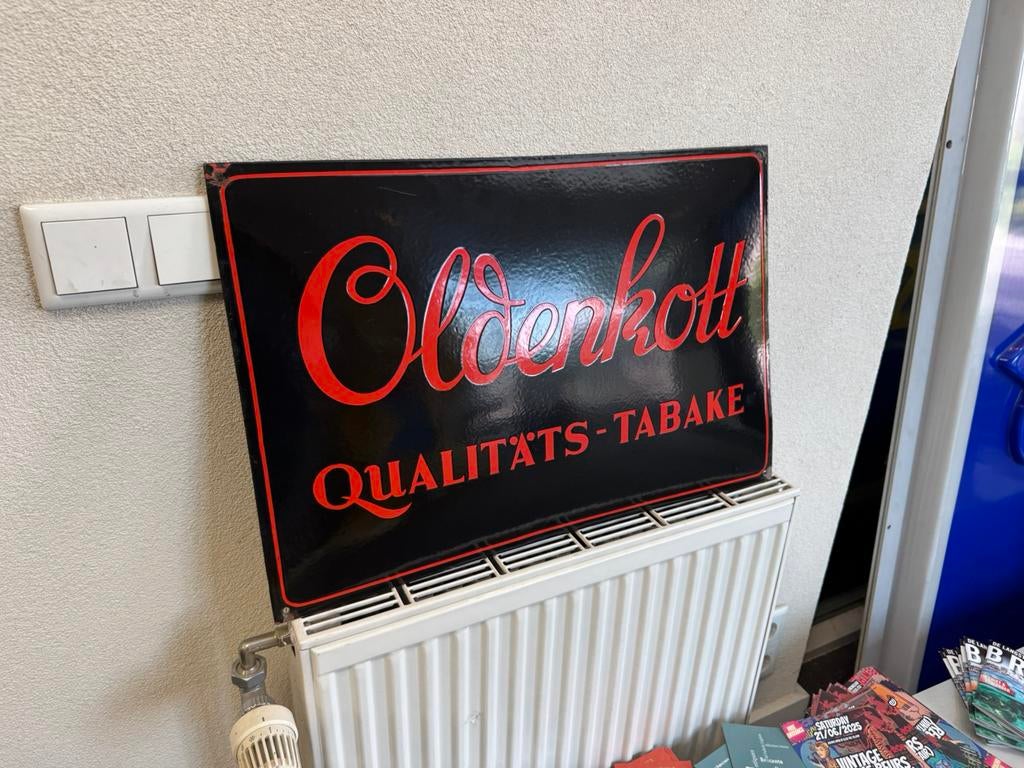Oldenkott Tabak emaille reclamebord, Ophalen of Verzenden