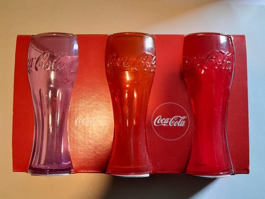 set 3 gekleurde Cola glazen, Verzamelen, Ophalen of Verzenden, Zo goed als nieuw, Frisdrankglas