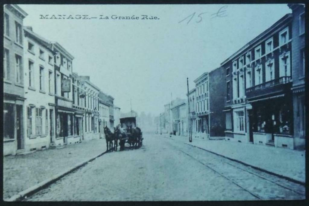 Carte Postale Manage – La grande Rue avec attelage, Collections, Cartes postales | Belgique, Enlèvement ou Envoi, Non affranchie