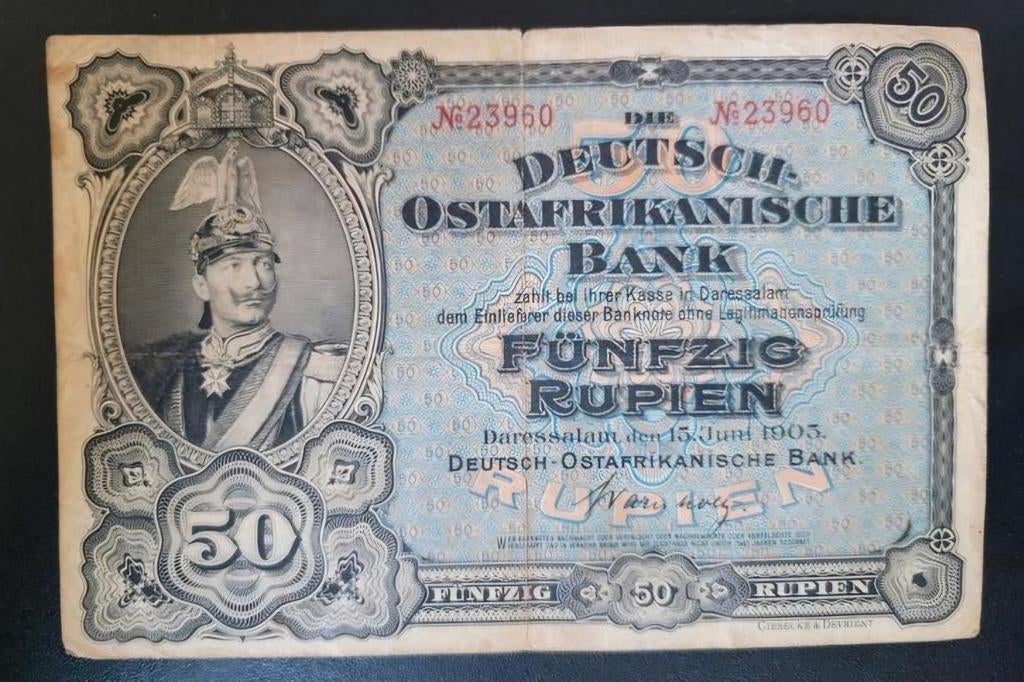 Duits Oost-Afrika pick 3b 1905 ZÉÉR ZELDZAAM, Postzegels en Munten, Ophalen of Verzenden, Tanzania, Los biljet