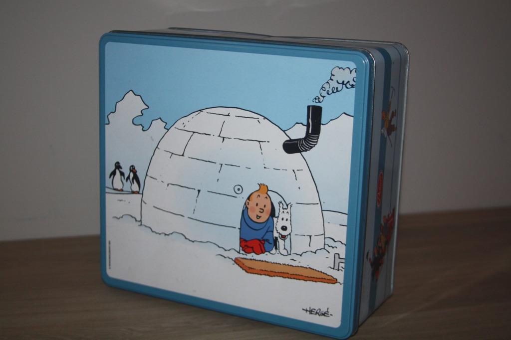 75 jaar Kuifje , Delacre blikken doos , 23x22x10 cm , 2004, Verzamelen, Stripfiguren, Ophalen of Verzenden, Kuifje, Zo goed als nieuw