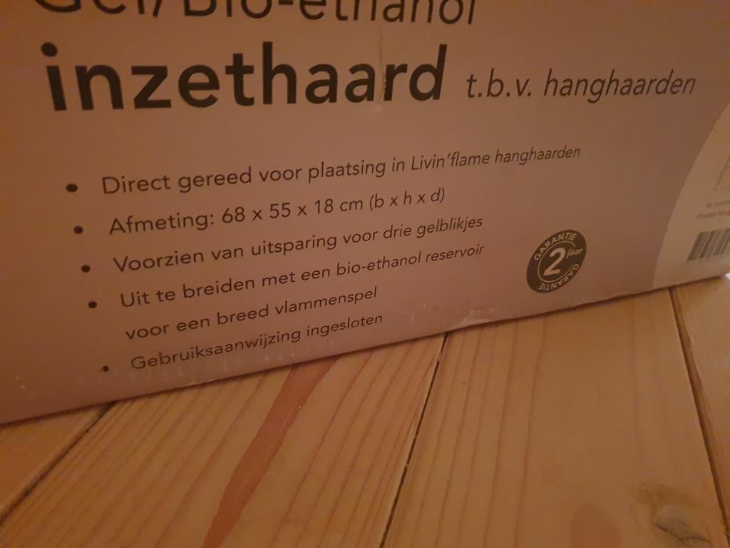 nieuw inzethaard bio ethanol + hanghaard van Livin flameNie, Ophalen, Inzethaard
