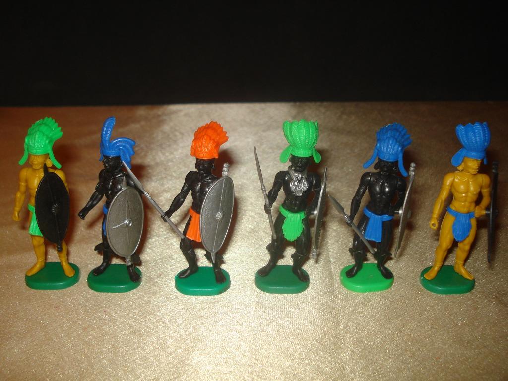 KINDER Lot de 6 Anciennes Figurines Guerriers Africains 1989, Enlèvement ou Envoi, Comme neuf, Figurines