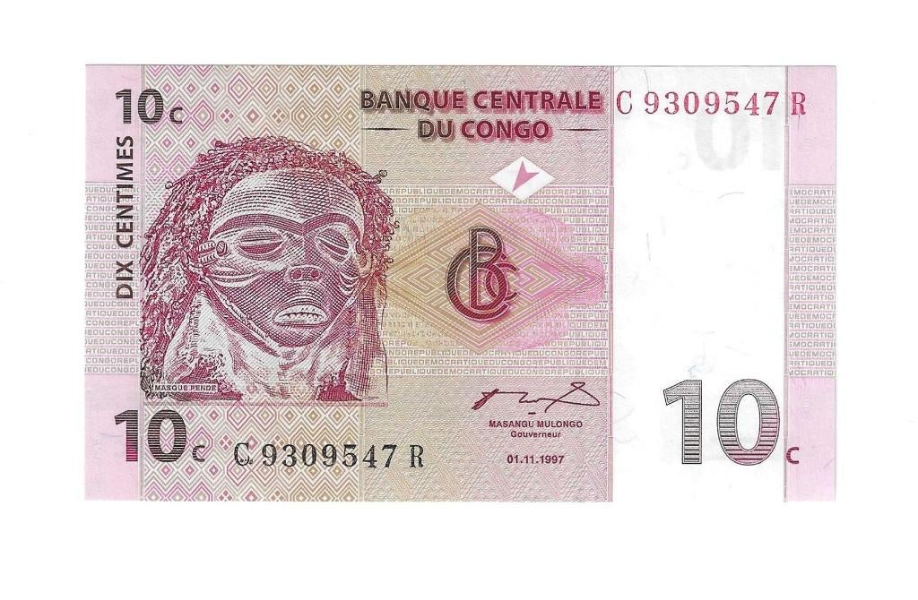 Congo, Democr. Republ., 10 Centimes 1/11/1997, UNC., Ophalen of Verzenden, Overige landen, Los biljet