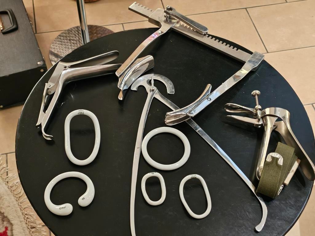 Vintage roestvrijstalen gynaecologisch speculum enz..., Enlèvement ou Envoi