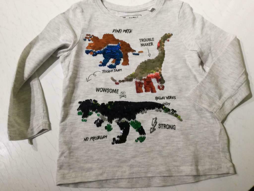 Beige tshirt met pailetjes - maat 92, Ophalen of Verzenden, Zo goed als nieuw, MET, Jongen of Meisje