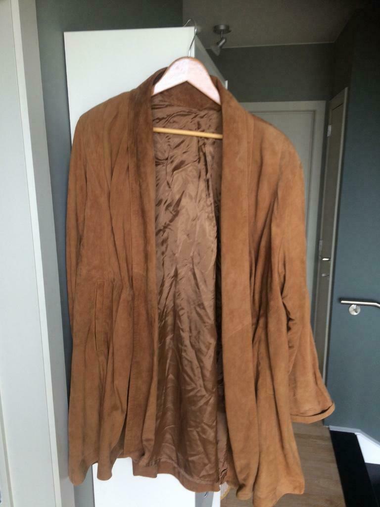 Bruine mantel (echt leder) PELSLAND - maat 38, Kleding | Dames, Ophalen of Verzenden, Zo goed als nieuw, Maat 38/40 (M), Bruin