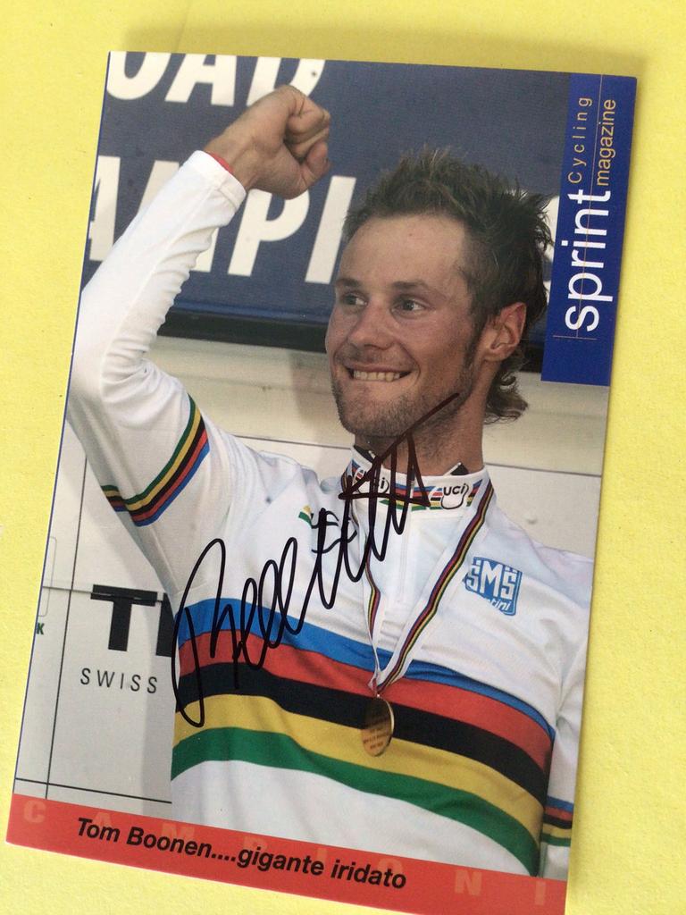 Wk wielerkaart team quick step tom boonen signe, Verzenden, Zo goed als nieuw