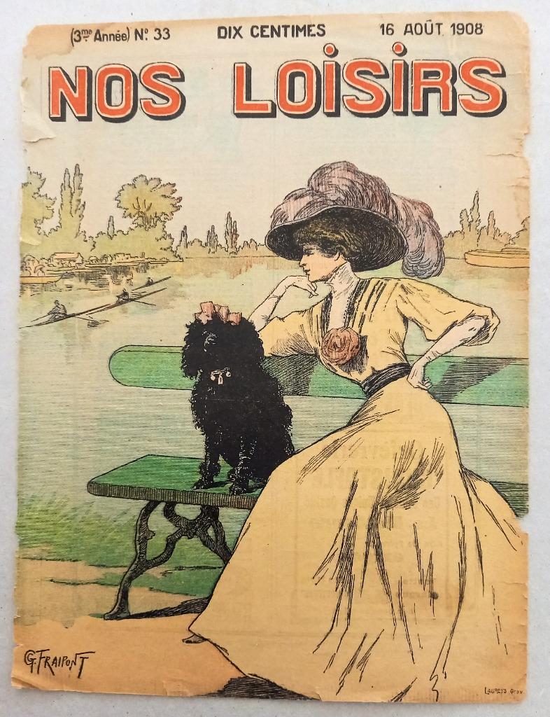 Prent G. Fraipont 1908 Nos Loisirs - Belle Epoque, Antiek en Kunst, Kunst | Litho's en Zeefdrukken, Ophalen of Verzenden
