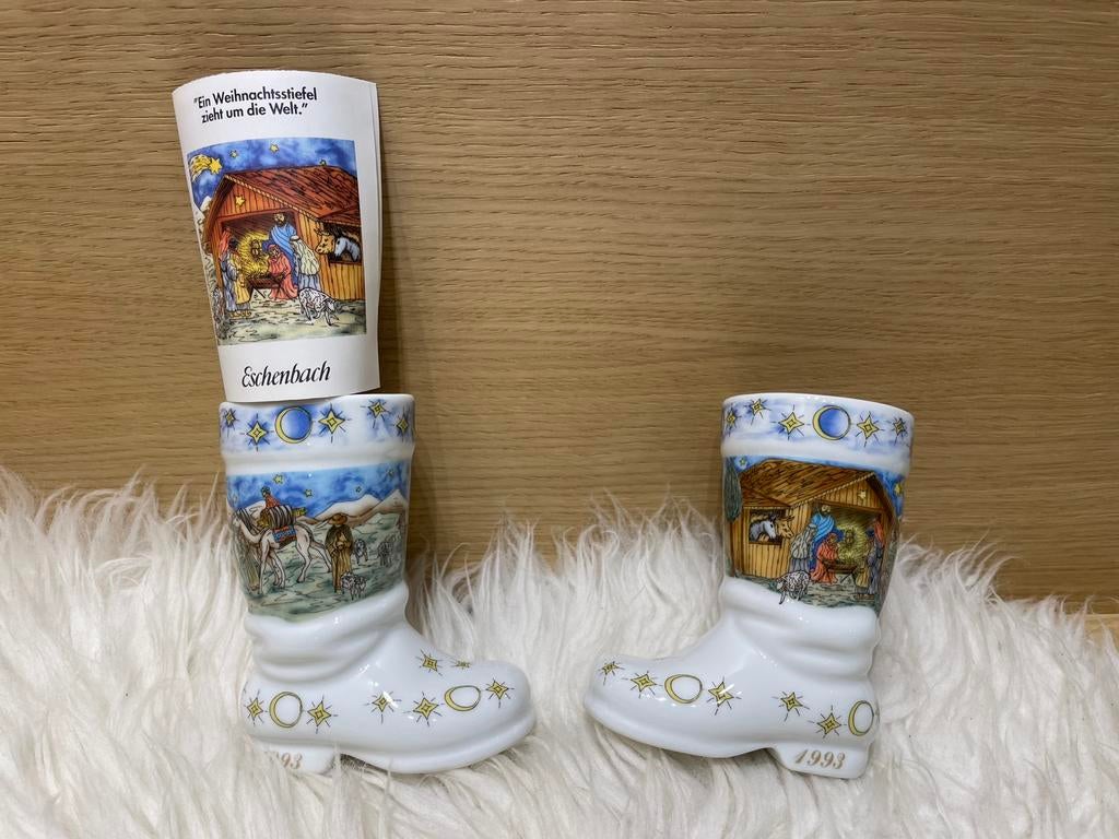 Kerstlaars 2 stuks porselein Eschenbach motief 1, Antiek en Kunst, Ophalen