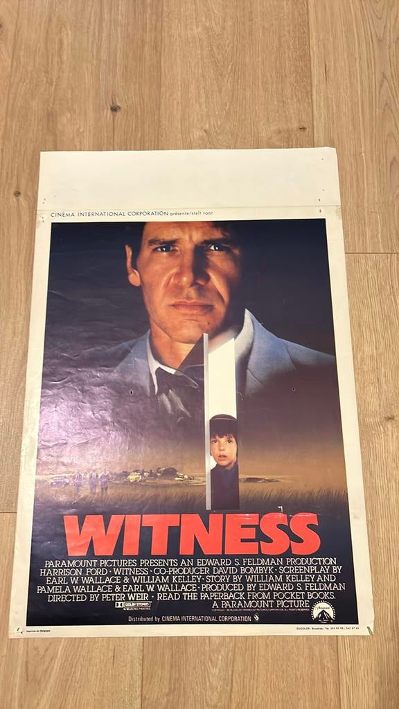 Affiche originale de cinéma Witness Harrison Ford (1985), Collections, Enlèvement ou Envoi, Utilisé
