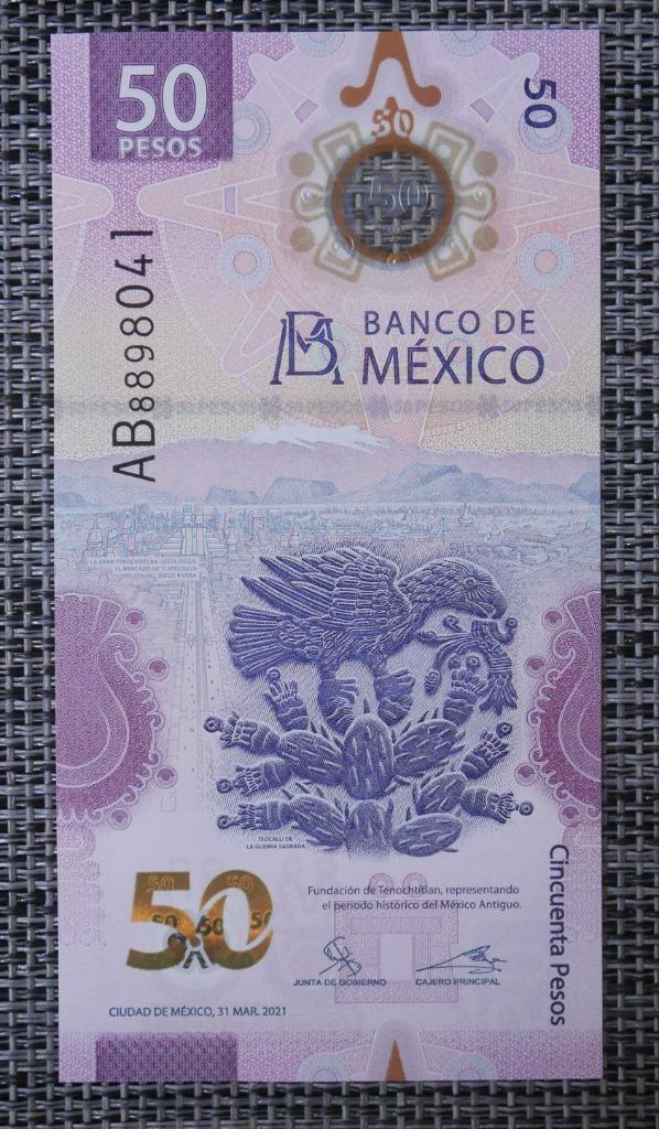Billet 50 Pesos Mexico 2021 UNC Polymer, Enlèvement ou Envoi, Autres pays, Série