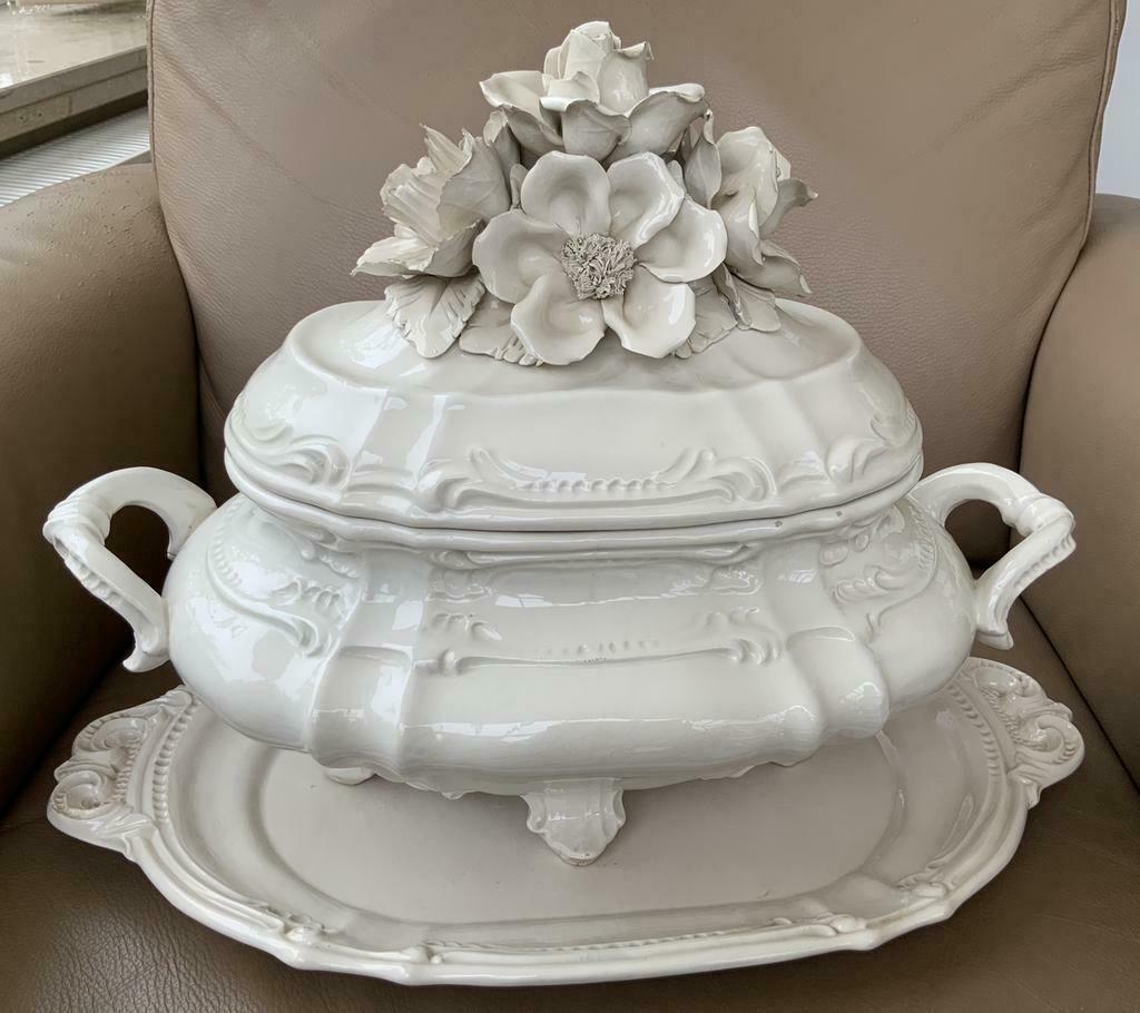 Beau plat, bol et cuillère à soupe en porcelaine, Enlèvement, Comme neuf, Porcelaine