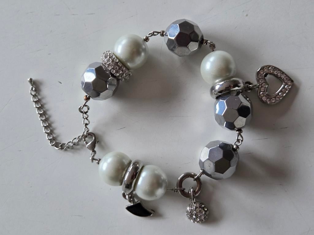 Zware parel armband met bedels van Venizi, Ophalen of Verzenden, Zo goed als nieuw