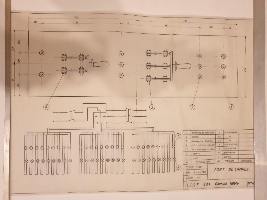 Pont De Lampe, Dessin Industriel Sur Papier Calque, 59 X 42, Enlèvement