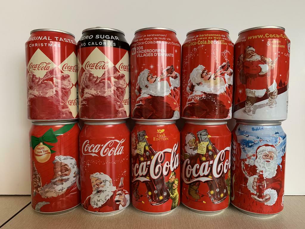 1 Lot cannettes Coca-Cola père Noël différent pays et années, Utilisé, Emballage