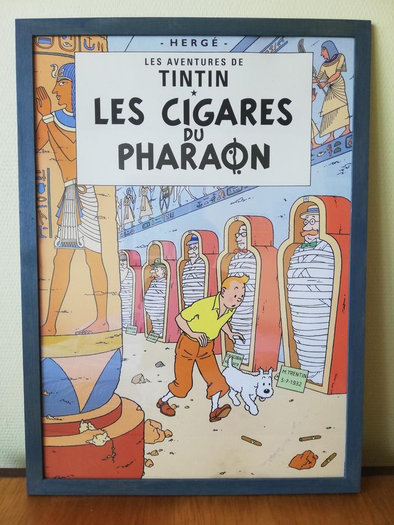 5 affiches Tintin sous cadre, Enlèvement, Comme neuf