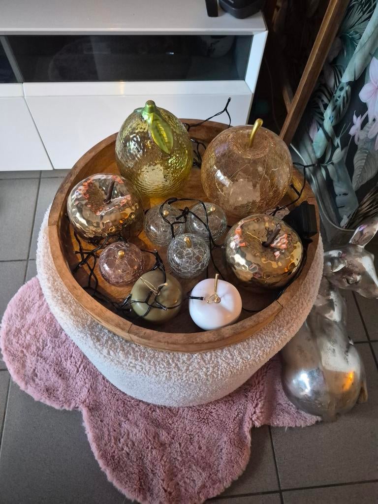 Decoratie appels in glas met licht, Huis en Inrichting, Ophalen of Verzenden