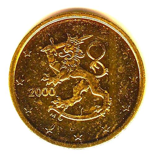 Finland 2 cent €2000 verguld 20 micron, Postzegels en Munten, Munten | Europa | Euromunten, Verzenden, Finland, Goud, 2 cent