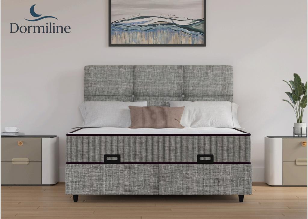 ~ PROMOTION ~ BOXSPRING AVEC RANGEMENT, Neuf, Gris, Enlèvement ou Envoi, 200 cm