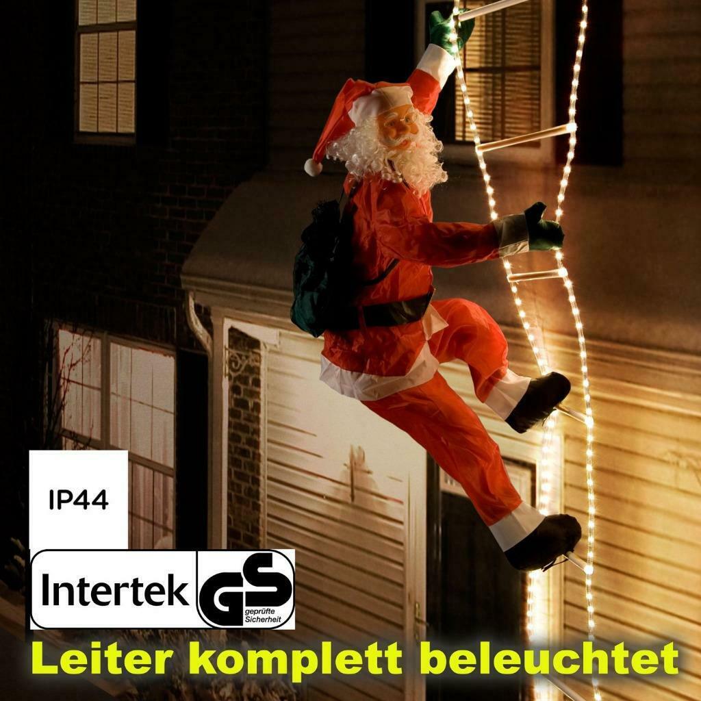 Kerstman Op ladder. Met Prachtige Led-Verlichting. 2.40m!!!, Diversen, Kerst, Ophalen of Verzenden, Nieuw