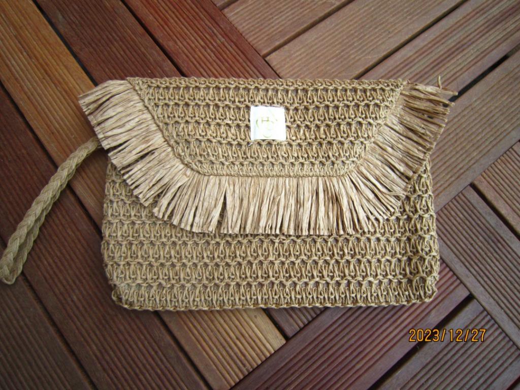 Etui van raffia „Histoire d'Or”, Verzenden, Nieuw, Beige, Avondtasje