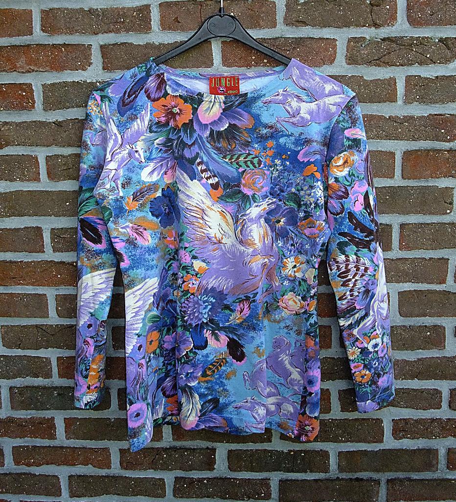 Prachtig vintage shirt Kenzo Jungle - pegasus blue - XL/L, Ophalen of Verzenden
