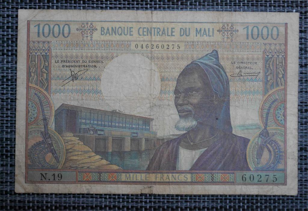 Bankbiljet 1000 frank Mali, Postzegels en Munten, Ophalen of Verzenden, Overige landen, Los biljet
