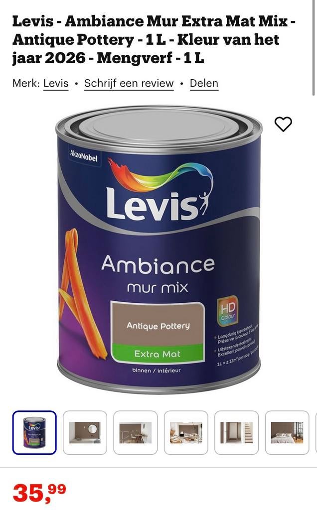 Muurverf Levis ongeopend, Bruin, Nieuw, Ophalen of Verzenden, Verf