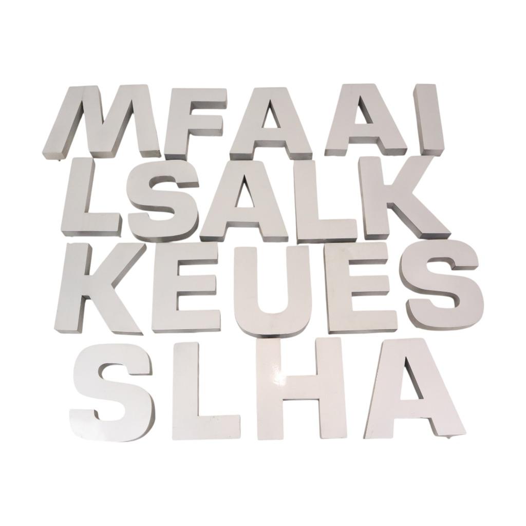 Grote Metalen Letters Grijs Gelakt Reclame Mancave Industrie, Panneau publicitaire, Enlèvement ou Envoi, Utilisé, Nvt