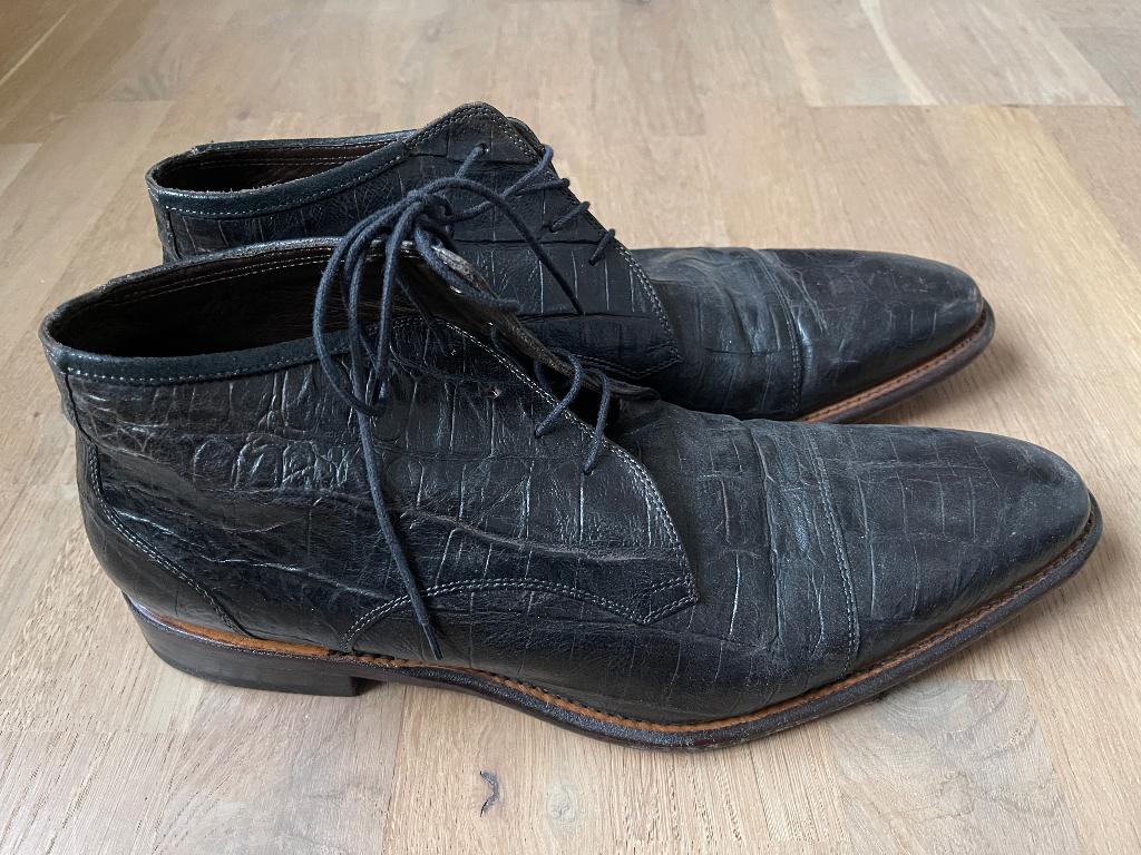 Vintage  zwart leren herensvchoenen Floris Van Bommel M 43, Zwart, Floris van Bommel, Ophalen of Verzenden, Gedragen