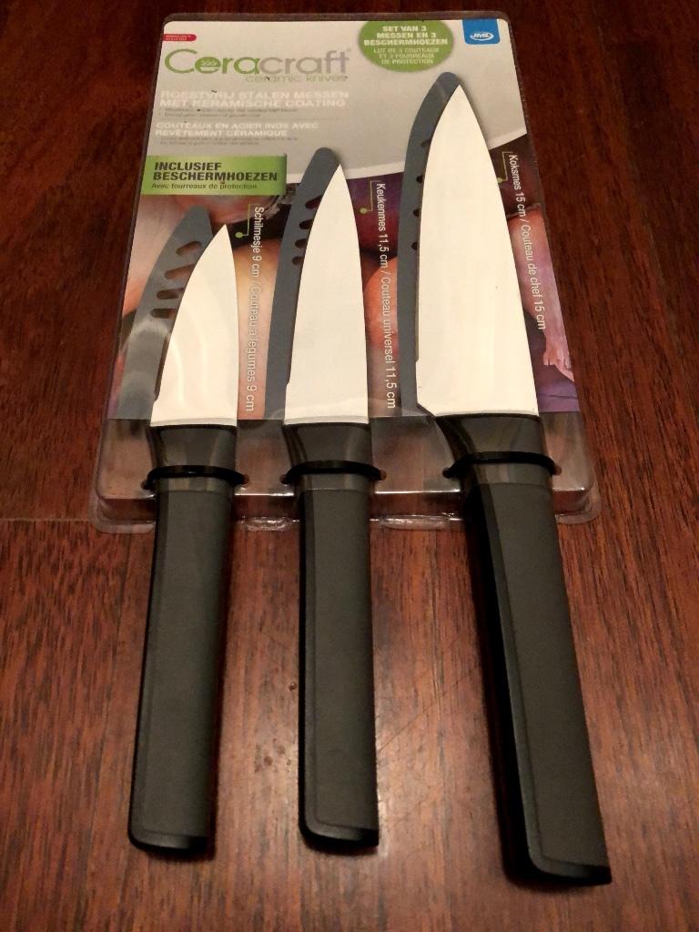 JML Ceracraft ceramic knives set of 3 with bladeguards, Ophalen of Verzenden, Nieuw
