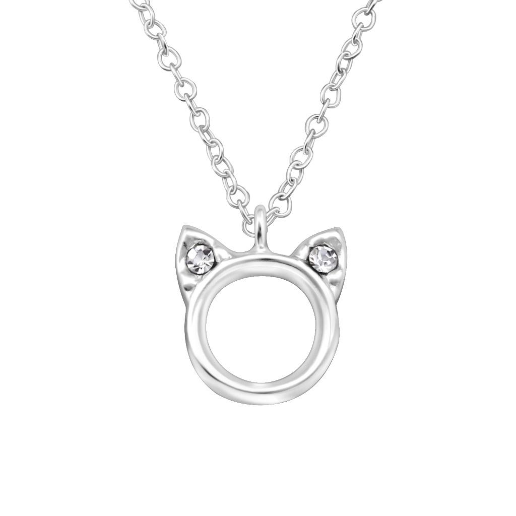 Collier enfant chat cristal & argent sterling 925, Enlèvement ou Envoi, Neuf, Argent, Collier