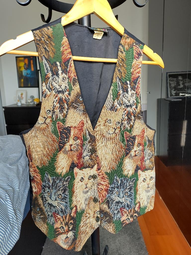 Kostuumgilet met unieke kattenprint, Kleding | Heren, Kostuums en vesten, Overige kleuren, Maat 48/50 (M), Ophalen of Verzenden