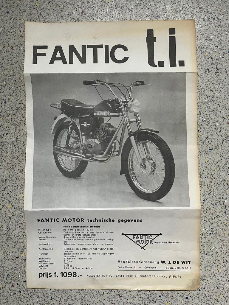 Dossier Fantic original pour moto/cyclomoteur, Envoi, Comme neuf